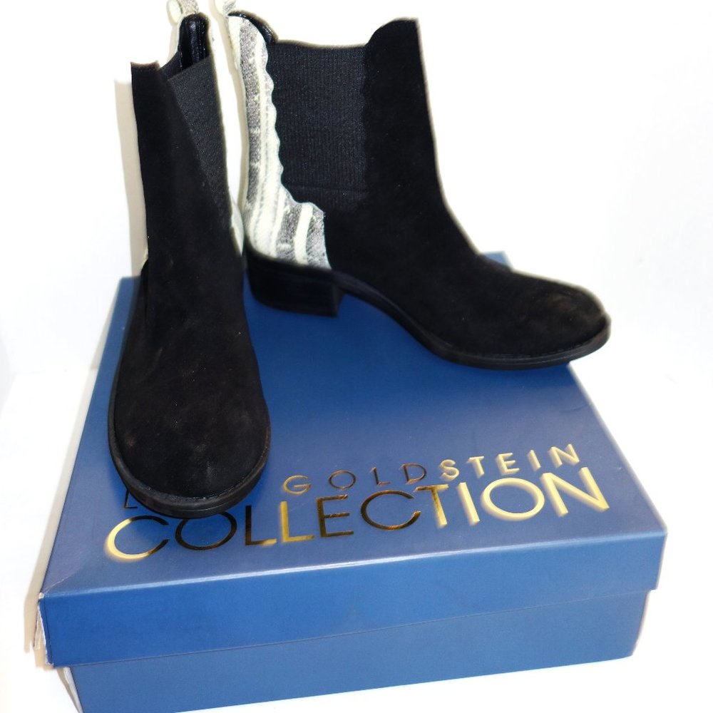 NIB Lori Goldstein Collection Black/Snakeskin Suede Boots 8.5M